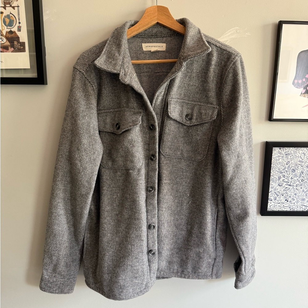 Aeropostale Textured Gray Knit thick buttondown / shirt jacket